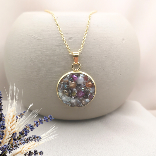 Gold-Plated Stainless Steel Necklace with Natural Crushed Freshwater Pearls