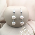White Freshwater Pearl Drop Earrings - Kiooinsitu
