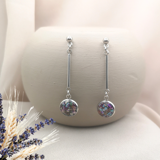 Stainless Steel Dangle Earrings With Crushed Imperial Jasper