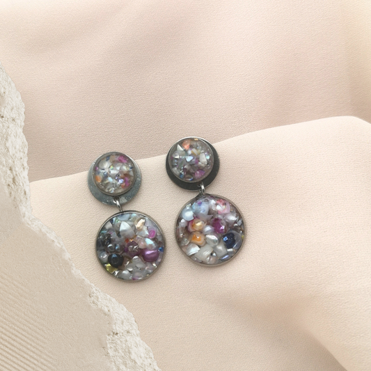 Aurora Bloom - Crushed Freshwater Pearl Stainless Steel Drop Earrings