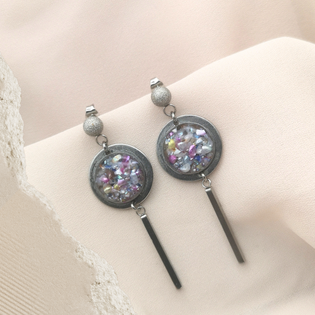 Celestial Path - Crushed Freshwater Pearl Stainless Steel Earrings