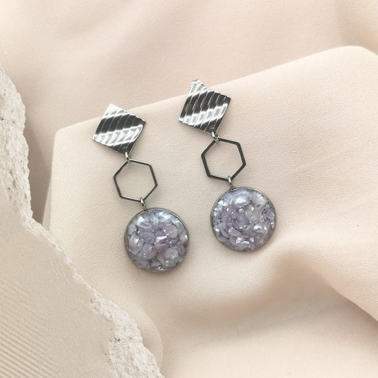 Lilac Echo Earrings - Crushed Freshwater Pearl Dangle Earrings