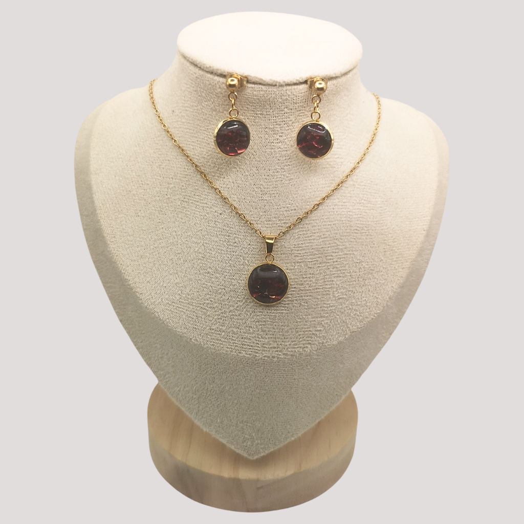 Crushed Red Garnet Jewellery Set - Kiooinsitu