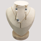 White & Blue Freshwater Pearl Jewellery Set - Kiooinsitu