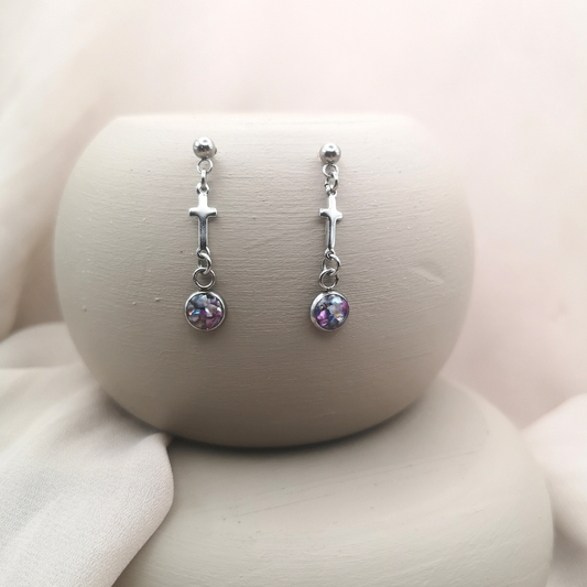 Crushed Freshwater Pearl Drop Stainless Steel Earrings