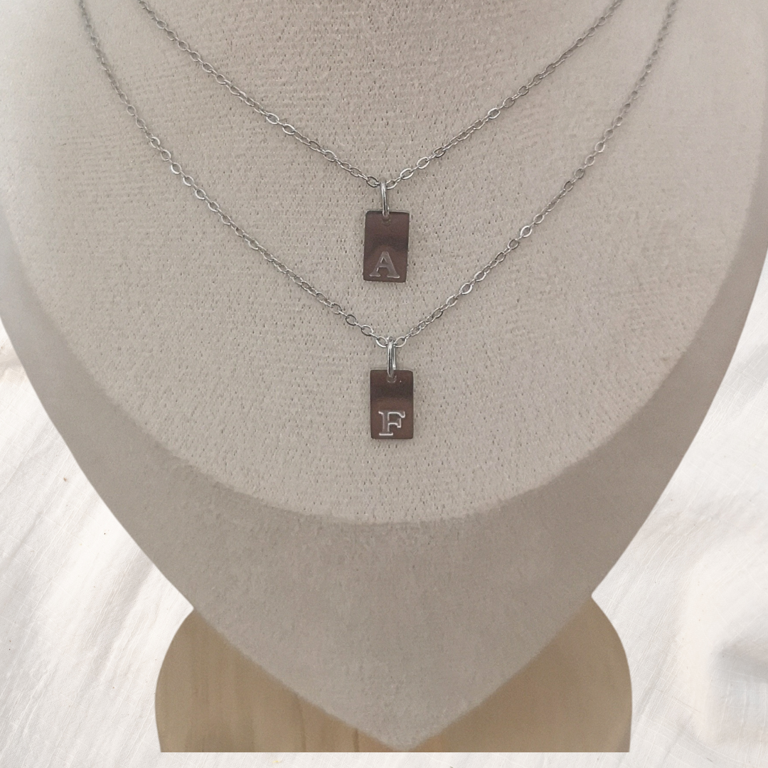 Personalised Initial Necklace – Stainless Steel Silver - Kiooinsitu