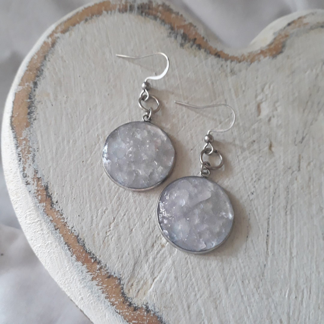 Crushed Rose Quartz Drop Earrings - Kiooinsitu