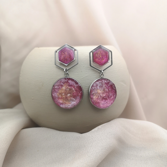  Stainless Steel Crushed Quartz Drop Earrings