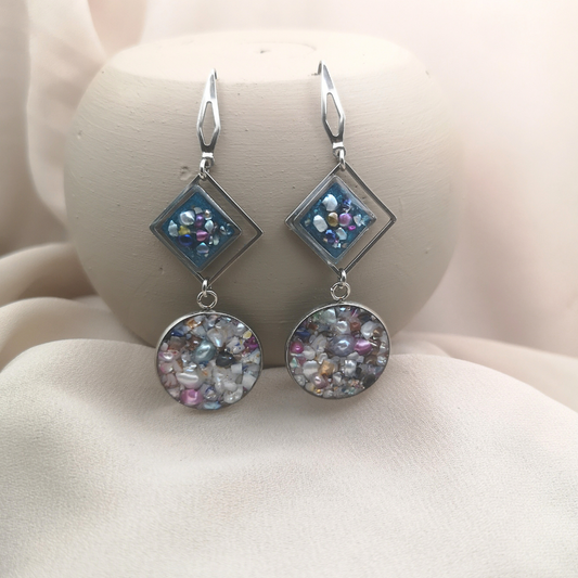 Aurora Dream - Crushed Freshwater Pearl Stainless Steel Dangle Earrings