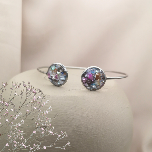 Radiant Journey - Crushed Freshwater Pearls Stainless Steel Cuff Bangle