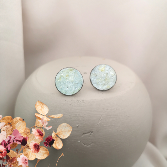 15 mm Stainless Steel Stud Earrings With Crushed Andara Crystals