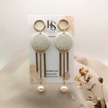 Unique Freshwater Pearl & Clay Dangle Earrings - Kiooinsitu
