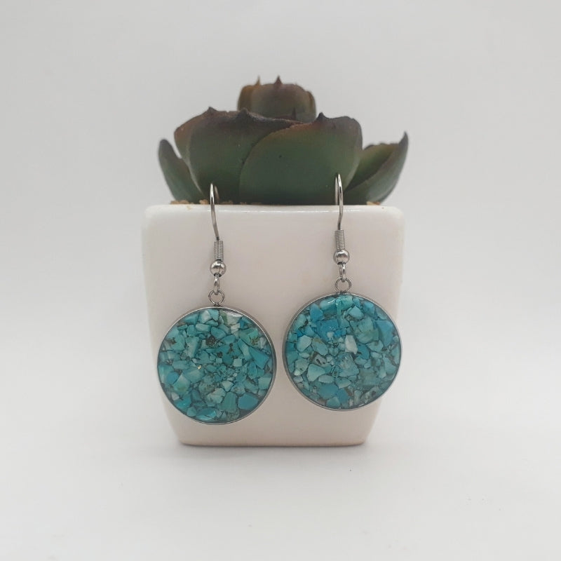 Crushed Turquoise Drop Earrings - Kiooinsitu