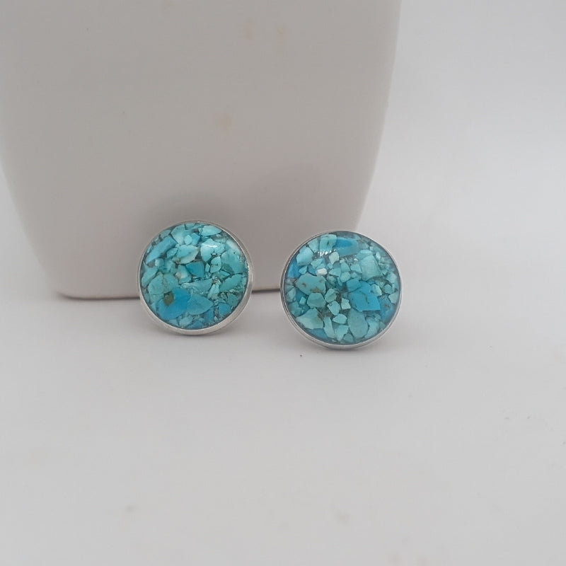 Crushed Turquoise Ear Studs - Kiooinsitu
