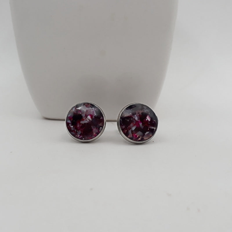 Crushed Agate Ear Studs 10 mm - Kiooinsitu