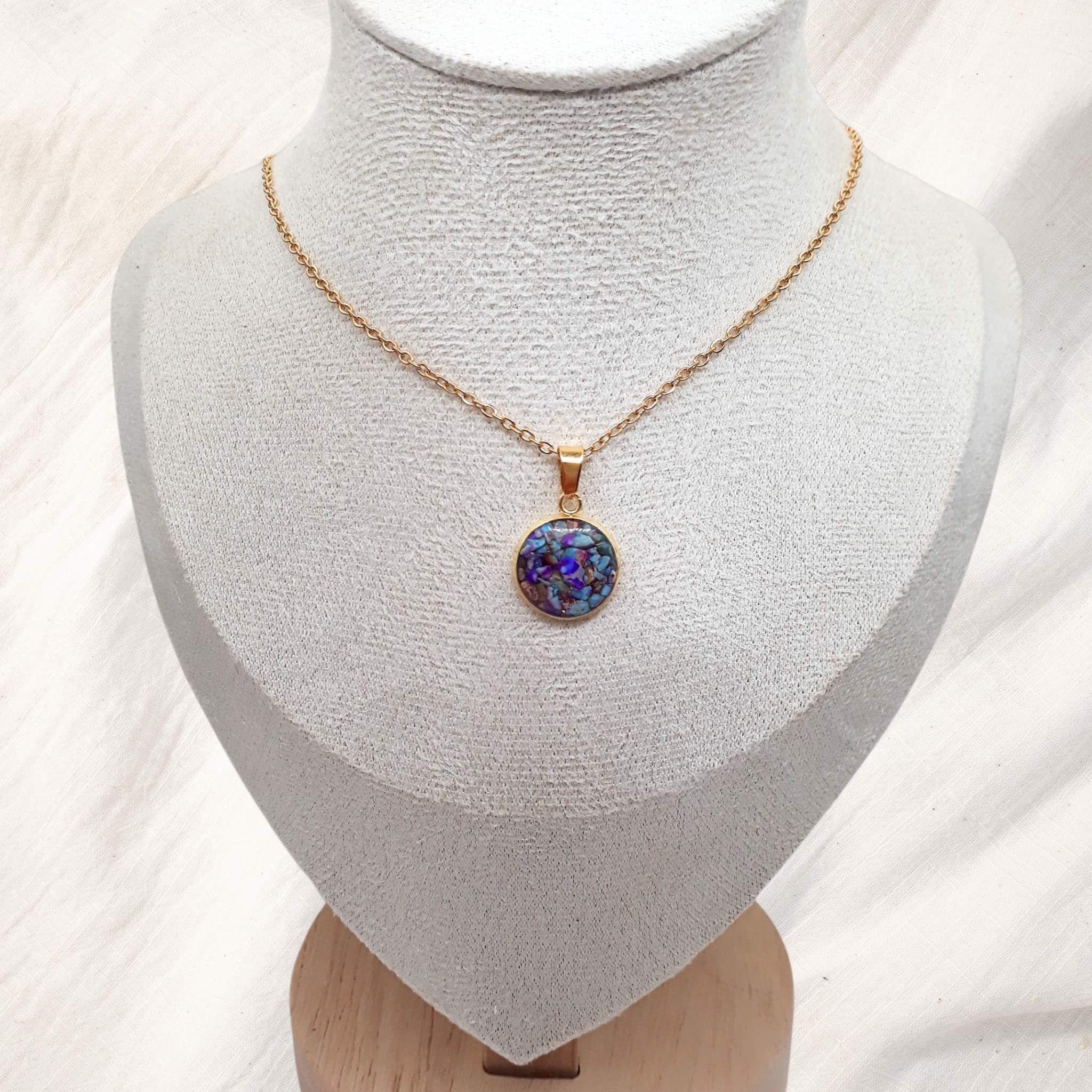 Crushed Imperial Jasper Gold-Plated Necklace - Kiooinsitu