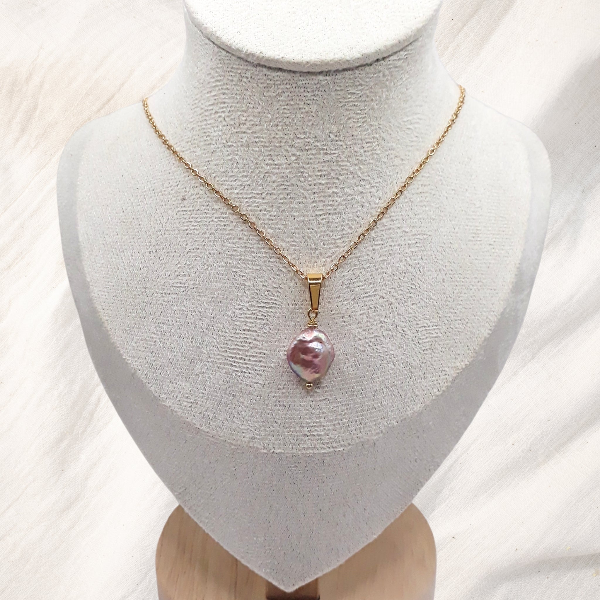 Freshwater Baroque Coin Pearl Necklace - Kiooinsitu