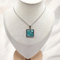 Crushed Turquoise Gemstone Square Necklace - Kiooinsitu