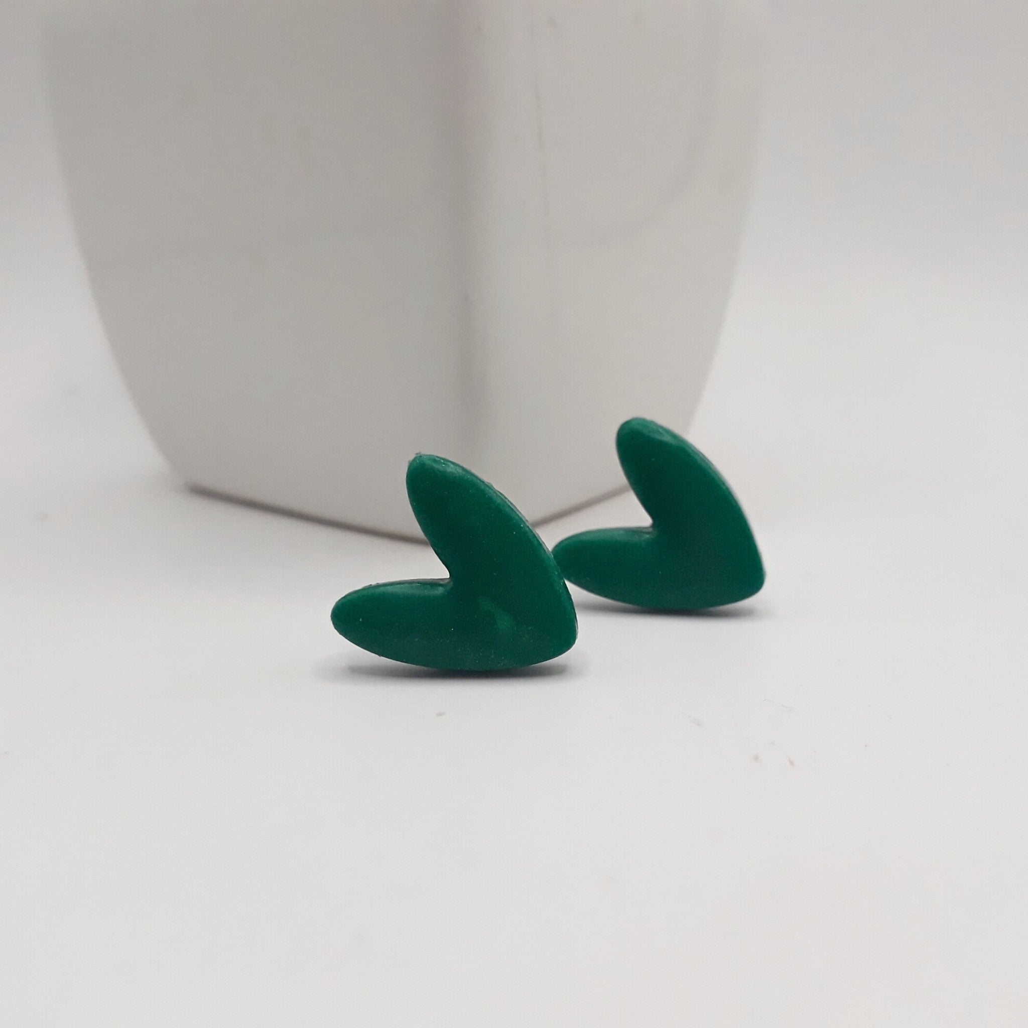 Jade Green Heart Clay Studs