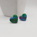Rainbow Heart Clay Ear Studs - Kiooinsitu