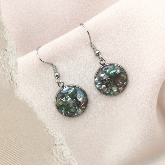Crushed Freshwater Pearl Stainless Steel Drop Earrings