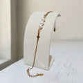 White Freshwater Pearl Gold Cross Bracelet - Kiooinsitu