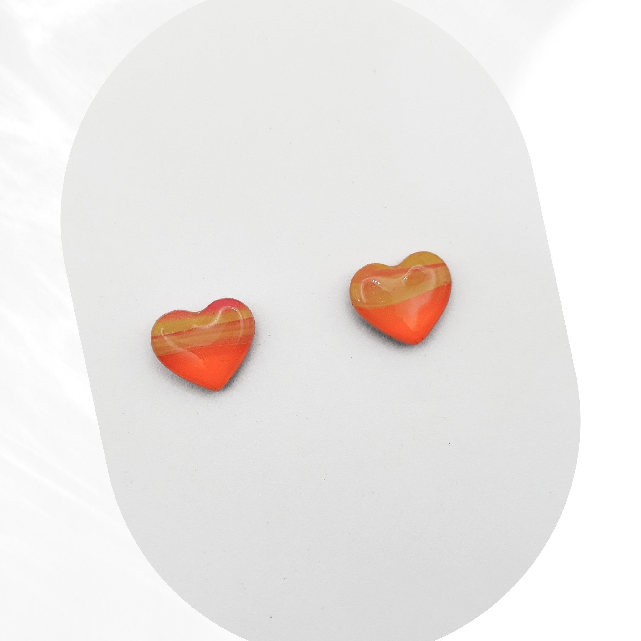 Polymer Clay Earrings Heart Studs