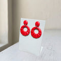 Dark orange scallop clay earrings - Kiooinsitu