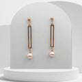 Peach Pink Freshwater Pearl Dangle Earrings