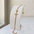 Pink Freshwater Pearl Gold Cross Bracelet - Kiooinsitu