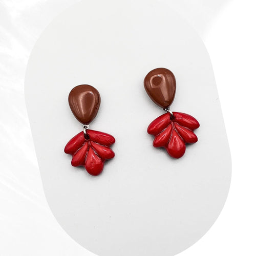 Polymer-clay-drop-earrings-broen-and-earthy-red_jpg - Kiooinsitu