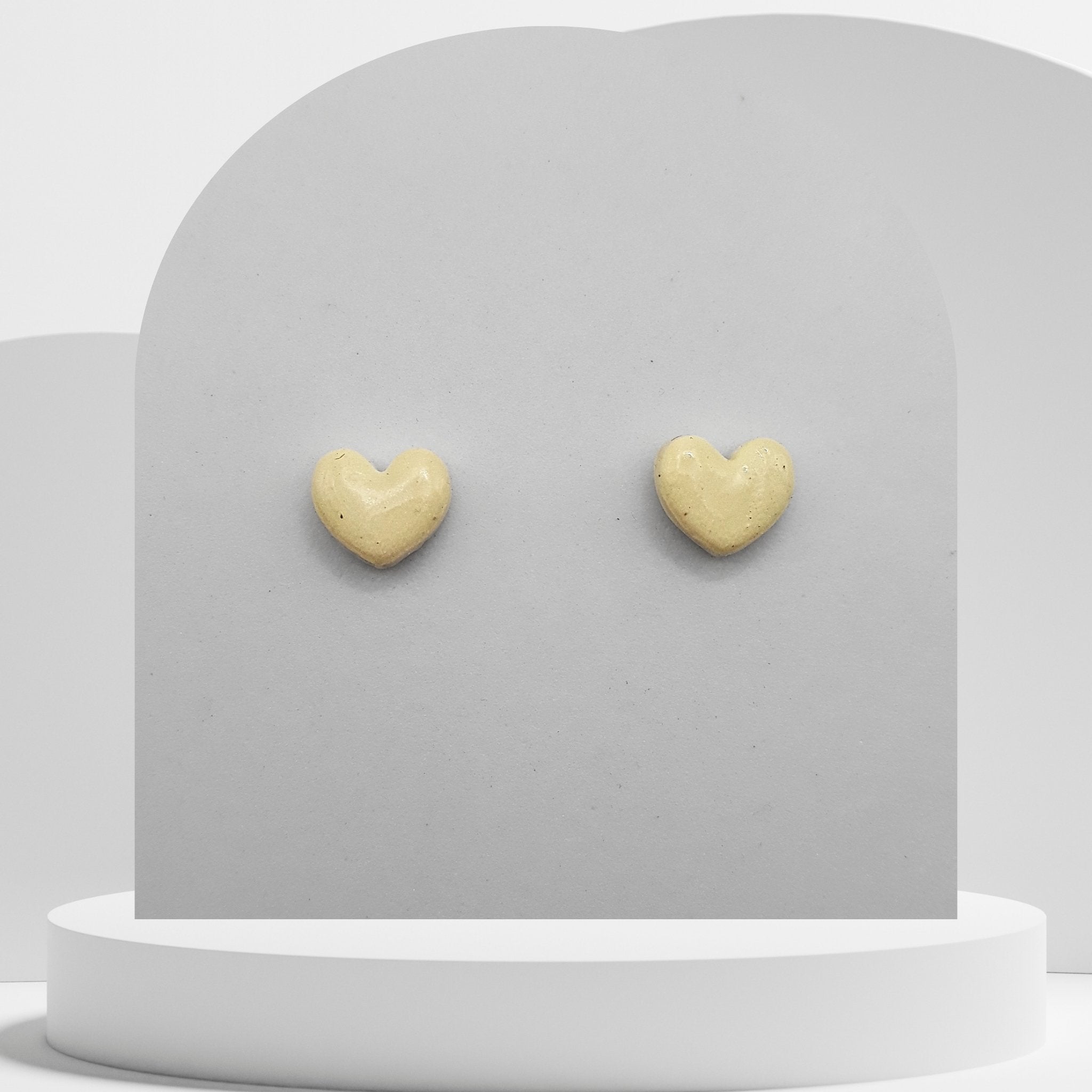 Polymer Clay Earrings Small Yellow Hearts