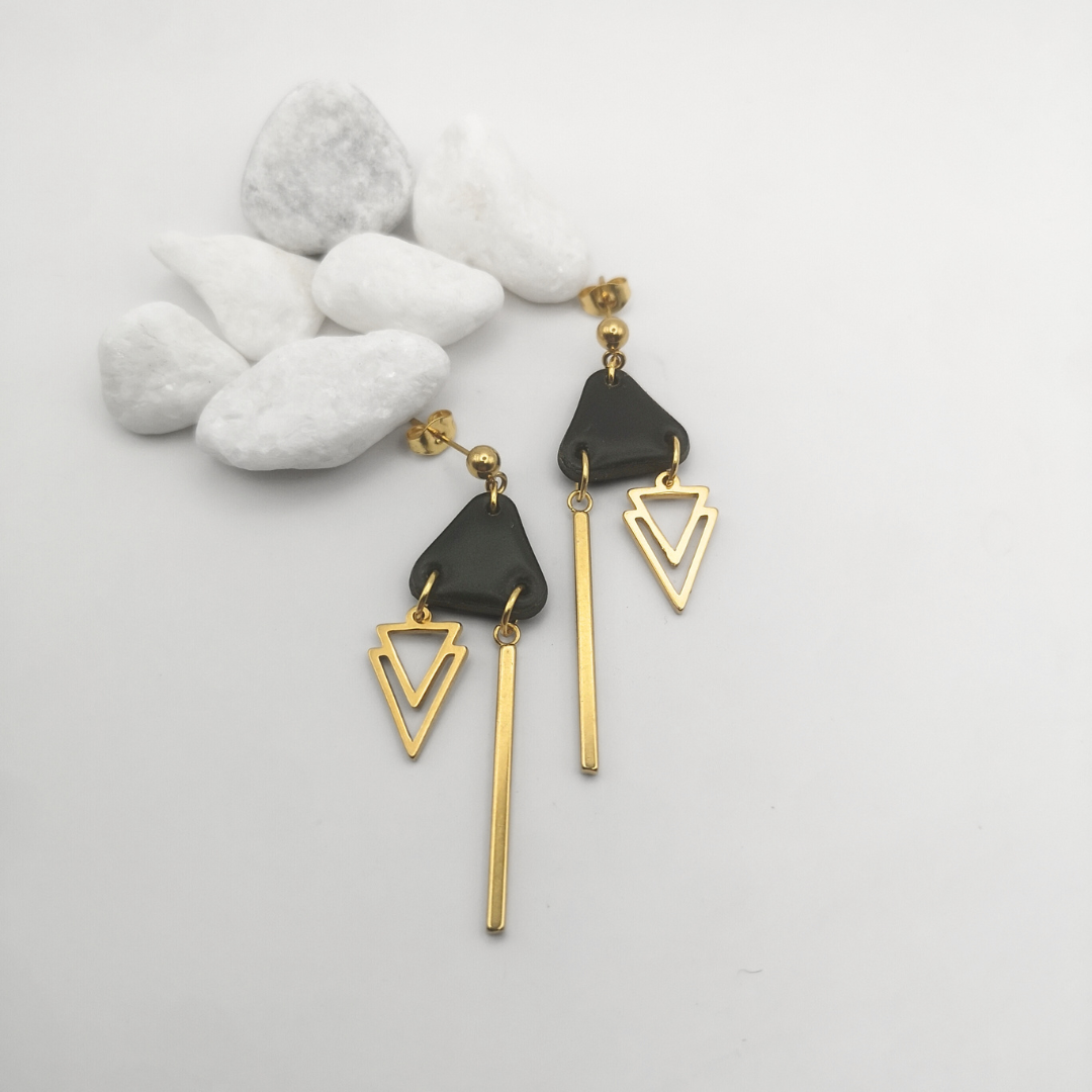 Eclipse Rise – Polymer Clay Dangle Stainless Steel Earrings - Kiooinsitu
