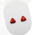 Red orange polymer clay triangle ear studs.