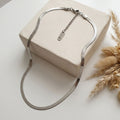 Stainless steel silver herringbone 40cm necklace