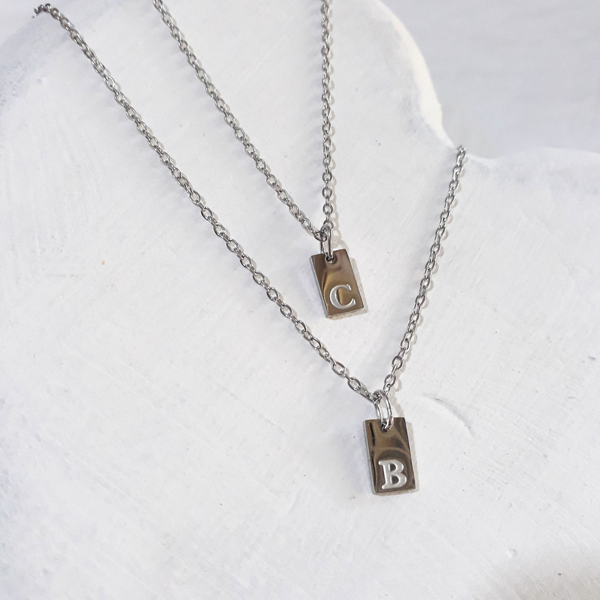 Personalised Initial Necklace Silver Stainless Steel
