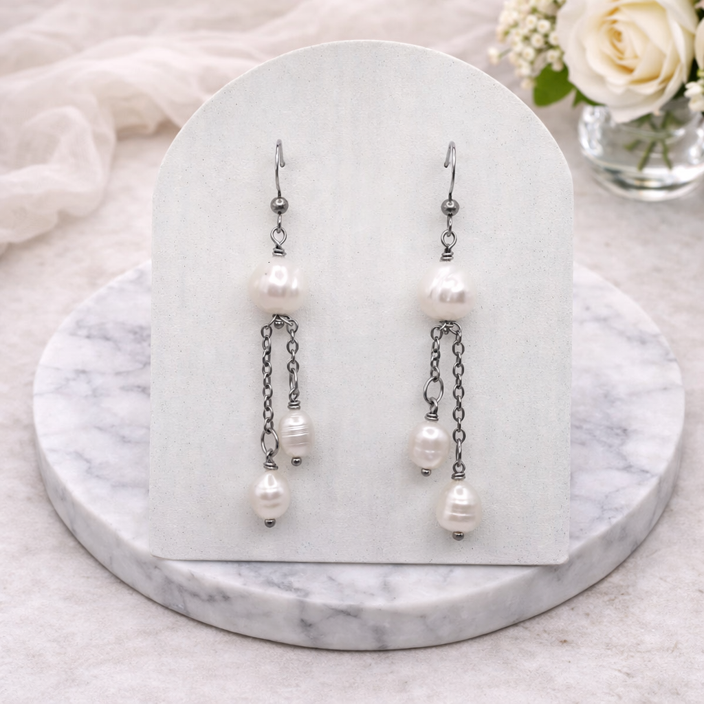 Stunning dangle freshwater pearl earrings