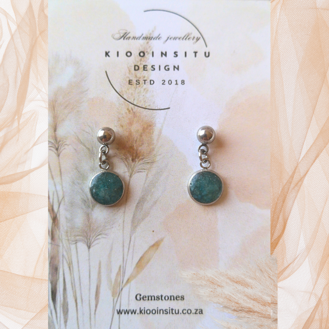 Crushed Apatite Stainless steel Small Drop Earrings