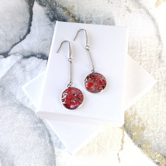 Red Pink Agate Dangle Earrings