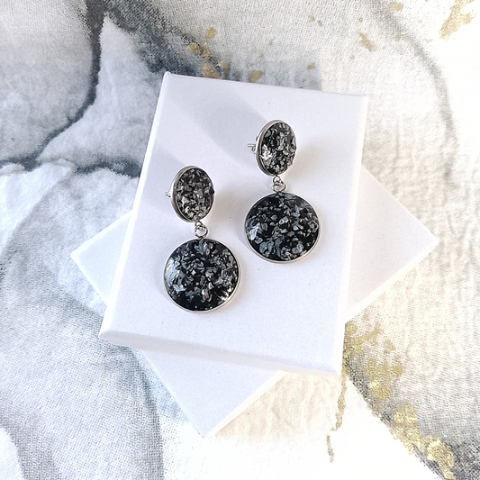 Snowflake Obsidian Drop Earrings