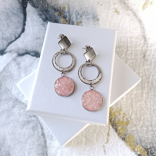 Pink Aura Quartz Earrings