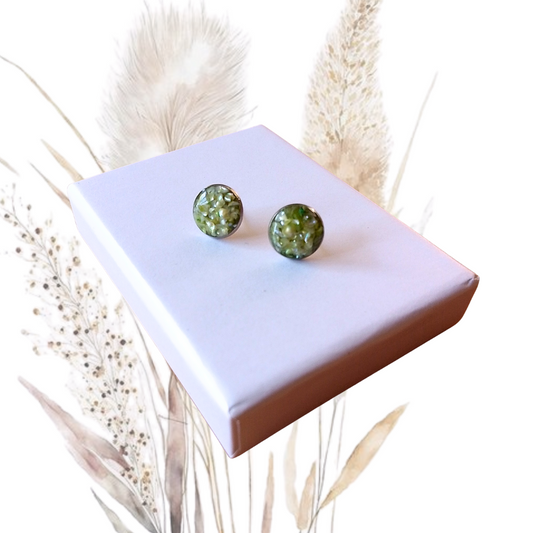 Crushed Lime Green Freshwater Pearl Ear Studs 12mm