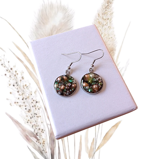 Add a pop of color to any outfit with these Handmade Multi Color Earrings featuring Crushed Freshwater Pearls.