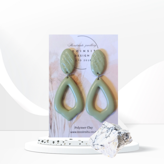 Light Green Polymer Clay Drop Earrings