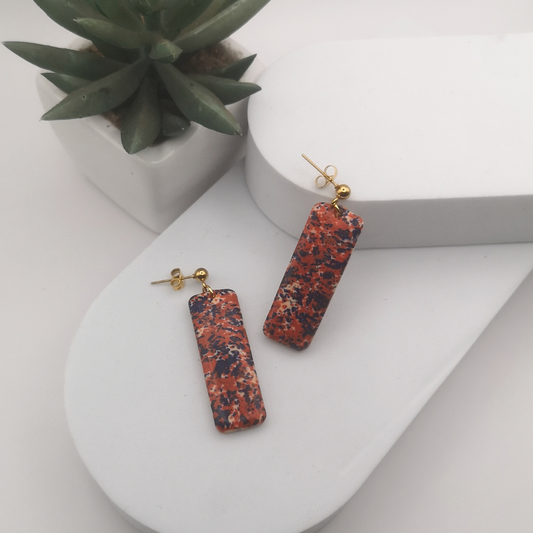 Speckled Rectangular Polymer Clay Drop Earrings