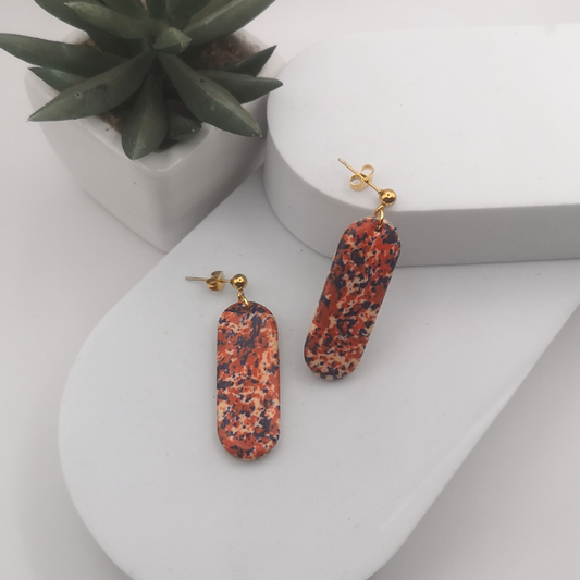 Speckled Oval Polymer Clay Drop Earrings