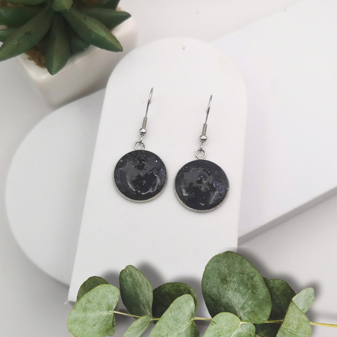 Crushed Starstone Stainless Steel Drop Earrings