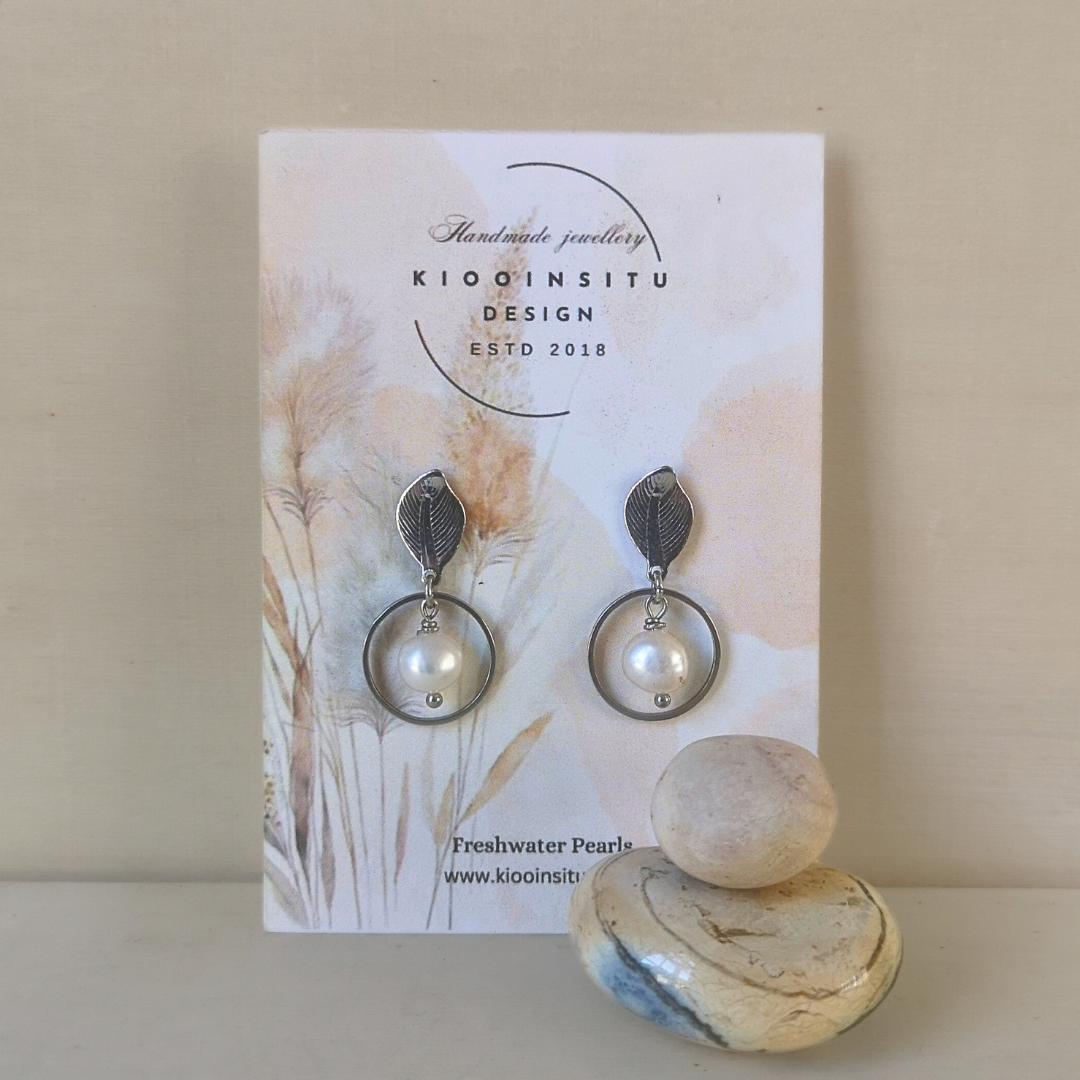 White Freshwater Pearl Stainless Steel Drop Earrings