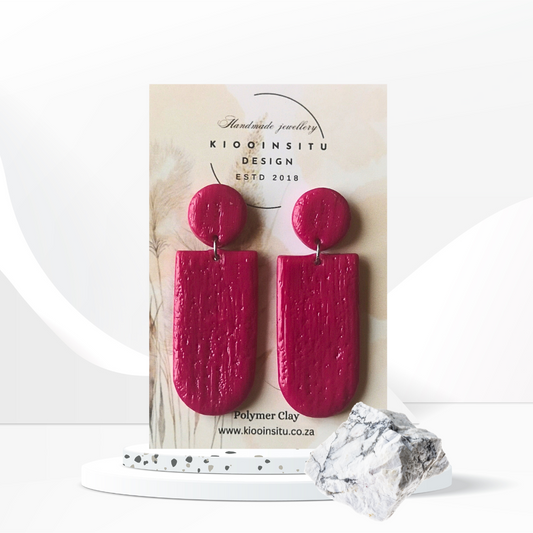 Pink Maroon Polymer Clay Drop Earrings