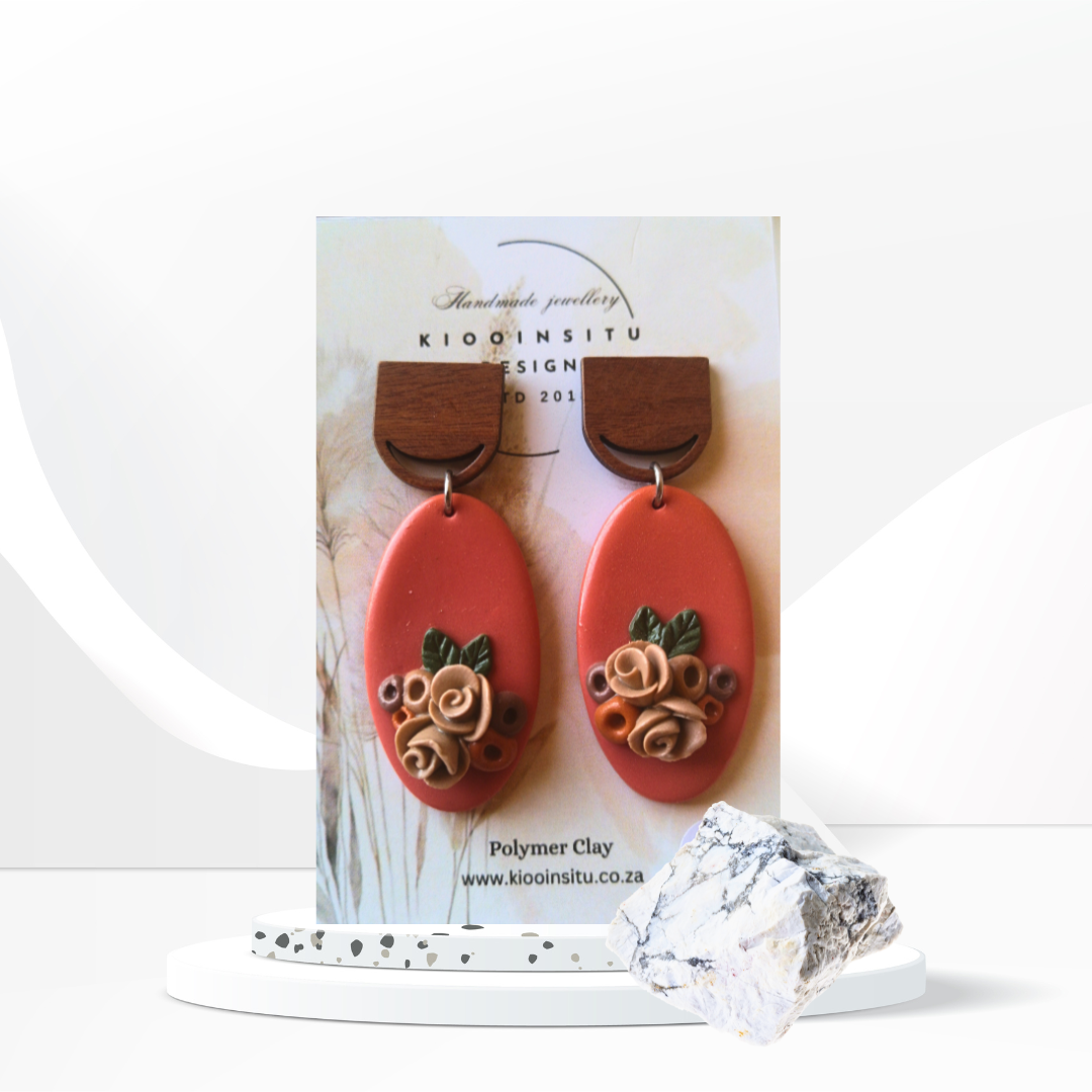 Rustic Elegance Handmade Polymer Clay Drop Earrings